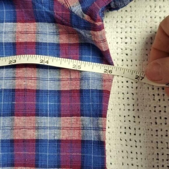 Ledbury Classic Fit Blue/Red Plaid Sz. 17.5 (XL) Long Sleeve Casual Shirt - Picture 7 of 9